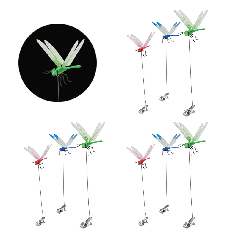 🌻3PCS Outdoor Dragonfly Rod Clip, Garden Metal Dragonfly Clip