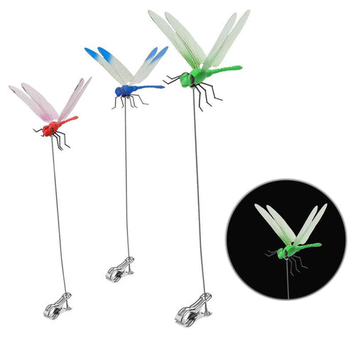 🌻3PCS Outdoor Dragonfly Rod Clip, Garden Metal Dragonfly Clip